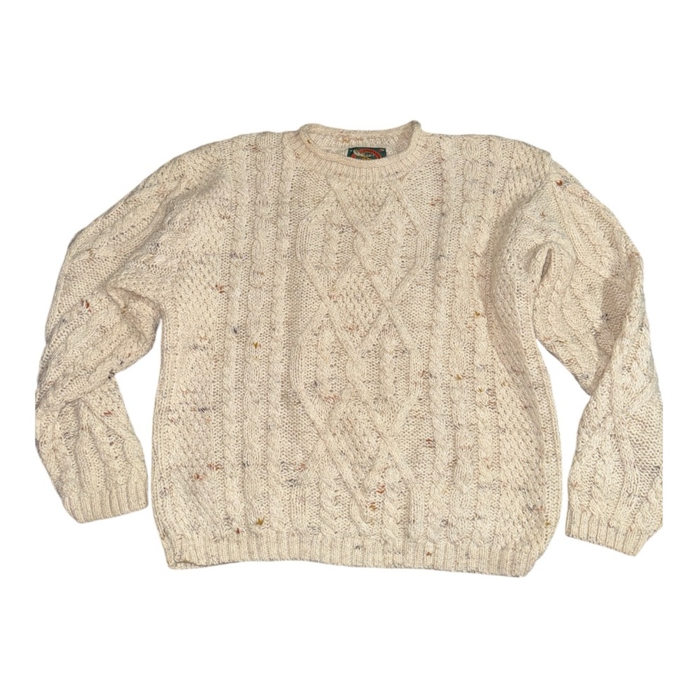 Vintage Women’s Wool & Cotton Cream Cable Knit Sweater Granola